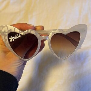 Heart-Shaped Bride Sunglasses - White